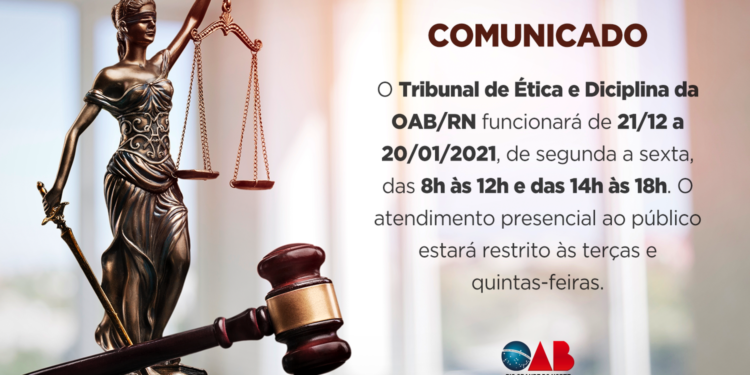 Tribunal de Ética e Disciplina da OAB/RN modifica atendimento presencial