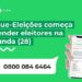 Disque-Eleições começa a atender eleitores na segunda (28)
